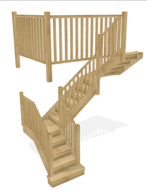 Vue d'un escalier en 3D via format OBJ