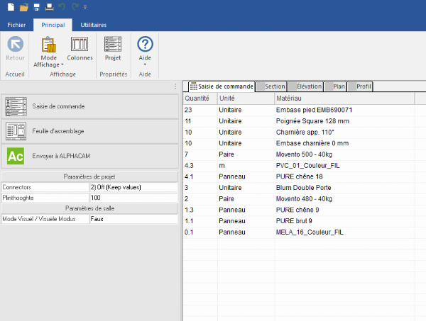 Cabinet Vision material manager in Alphacam