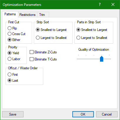 Les paramètres d'optimisation de S2M optimizer