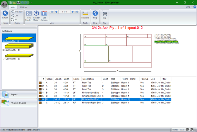 Imprimer ou envoyer des liste de découpes vers la machine nc avec S2M optimizer