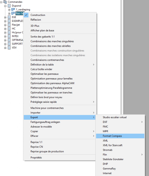 Export escalier Compas Software